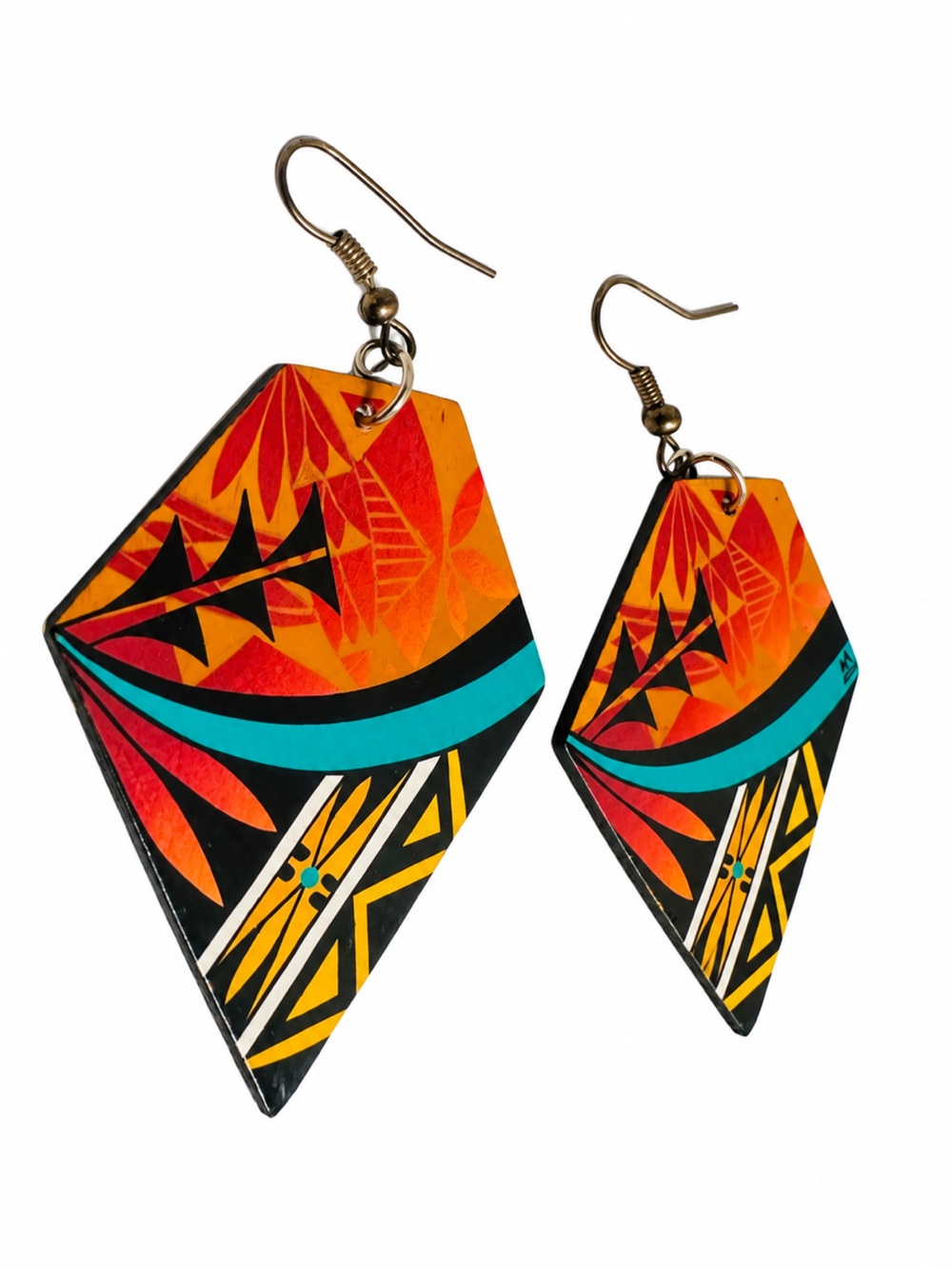 Malcolm Cheromiah Hand Painted Geometric Dangle Earrings Artisan Abstract Art